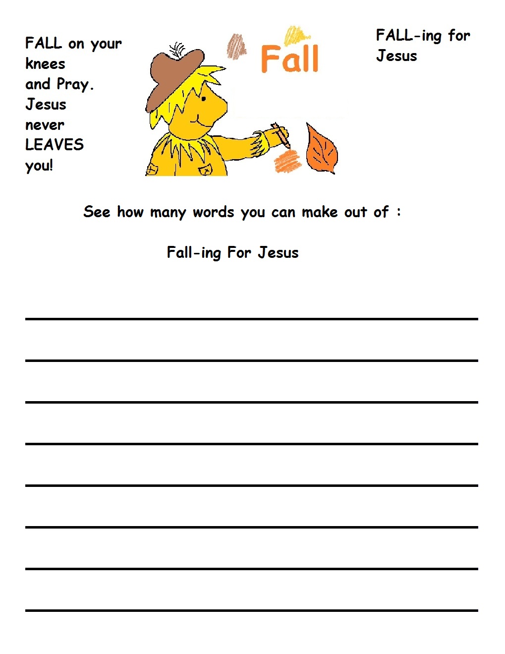 Fall Prayer Sunday School Lesson